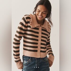 Anthropologie Maeve Graphic Intarsia Cardigan Sweater, XL NWT